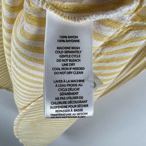 Beach Lunch Lounge Shirt Womens XS Yellow White Stripe Blouse Top - Picture 8 of 9
